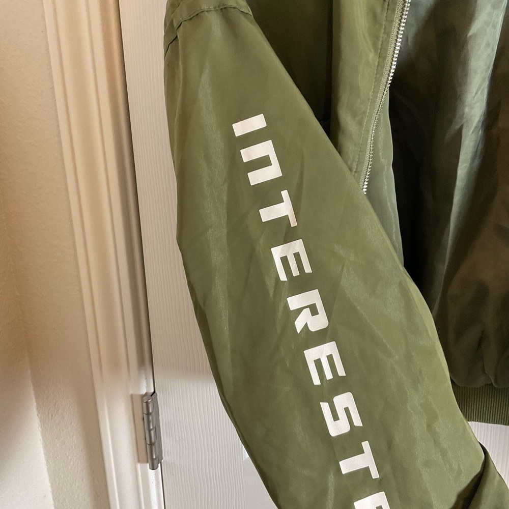 Sanfu Olive Green Cropped Bomber Jacket – Ruched Toggle Sleeves – Size S - Picture 8 of 12